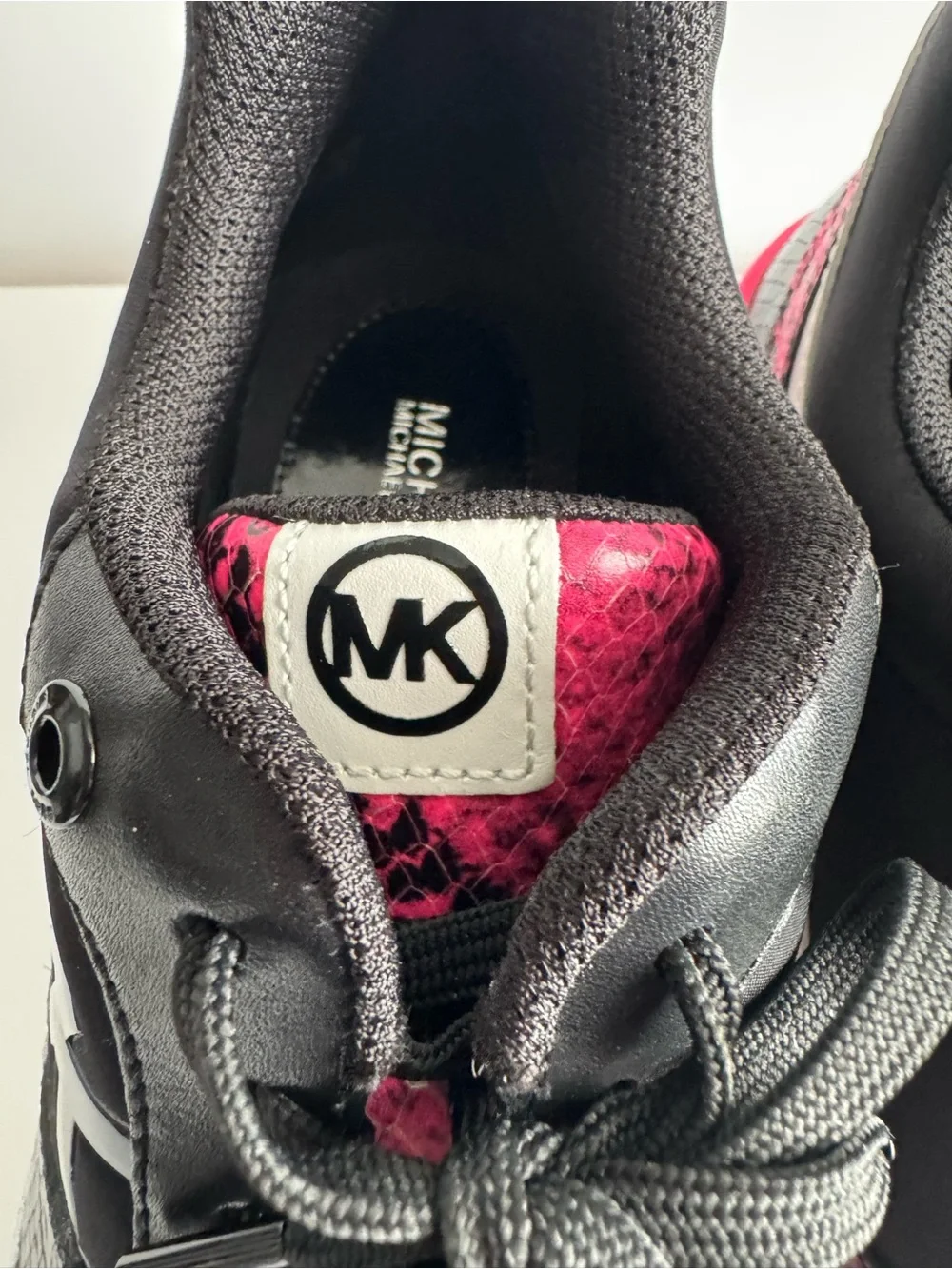 Michael Kors Women’s Black & Hot Pink Mickey Trainer Sneaker